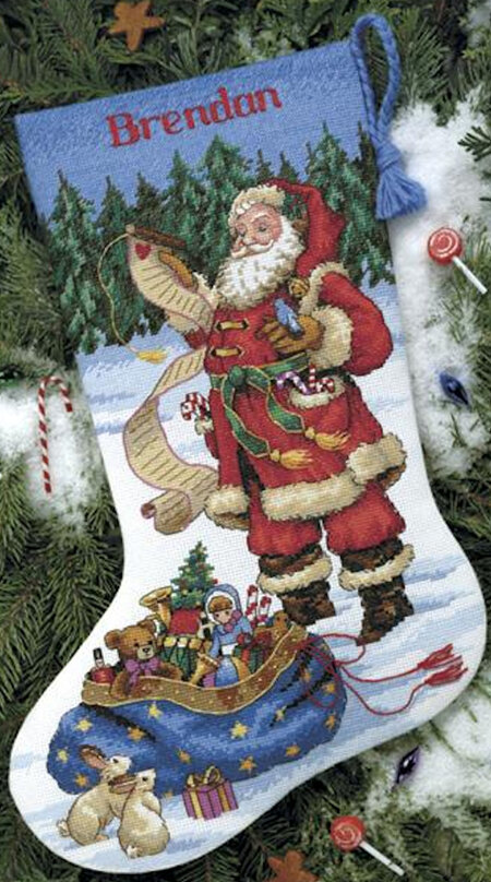 Checking His List Stocking Cross Stitch Kit by Dimensions