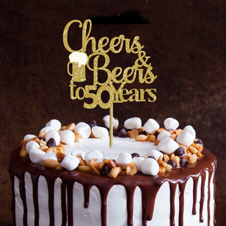 Cheers and Beers to any age Cake Topper
