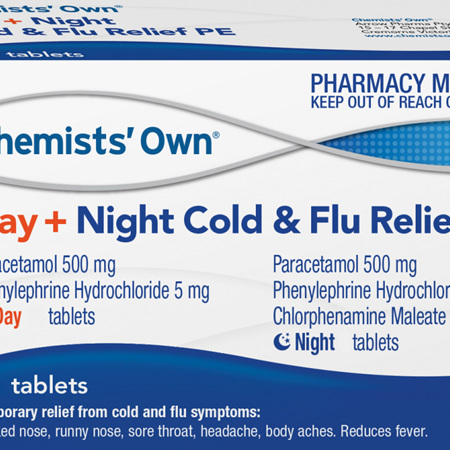 Chemists' Own Cold and Flu PE, Day/Night Tablets, 24 Pack