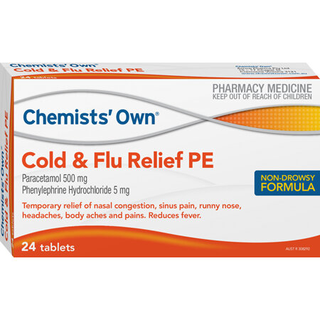 Chemists' Own Cold and Flu PE Tablets, 24 Pack