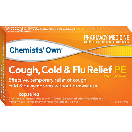 Chemists' Own Cough, Cold and Flu PE Capsules, 24 Pack