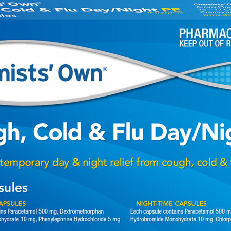 Chemists' Own Cough, Cold and Flu PE, Day/Night Capsules 24 Pack