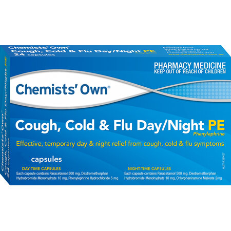 Chemists' Own Cough, Cold and Flu PE, Day/Night Capsules 24 Pack