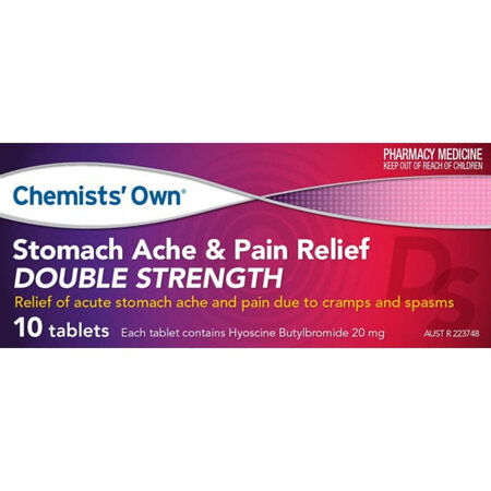 CHEMIST's OWN STOMACH ACHE PAIN RELIEF DOUBLE STRENGTH 10 TABLETS