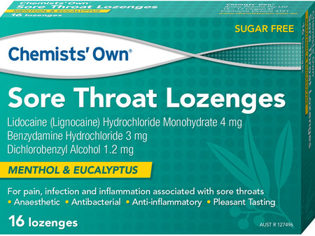 Chemists' Own Throat Lozenges Eucalyptus & Menthol 16s