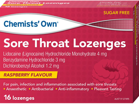 Chemists' Own Throat Lozenges Raspberry 16s