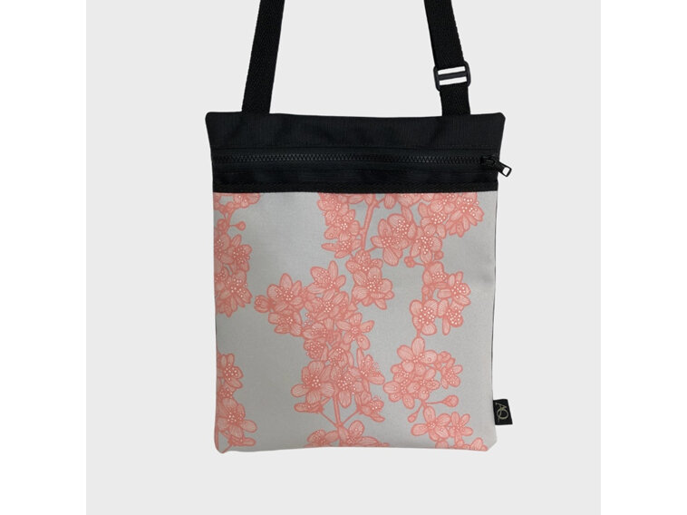 Cherry blossom fabric bag, perfect for daily walks, made in Wellington, NZ