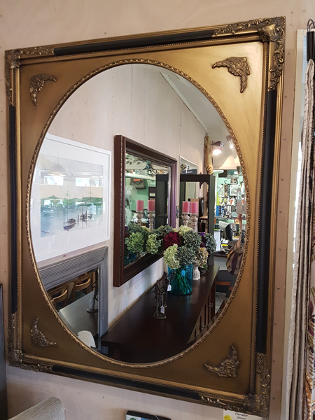 Chevalier Antique Gold & Black Oval Mirror