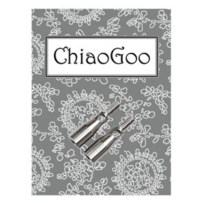 ChiaoGoo stainless steel adapter on grey floral background
