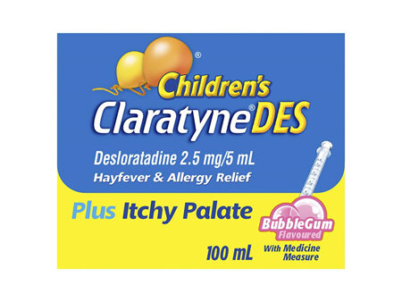 Children's ClaratyneDES Hayfever & Allergy Relief Bubblegum Syrup for Kids 100mL