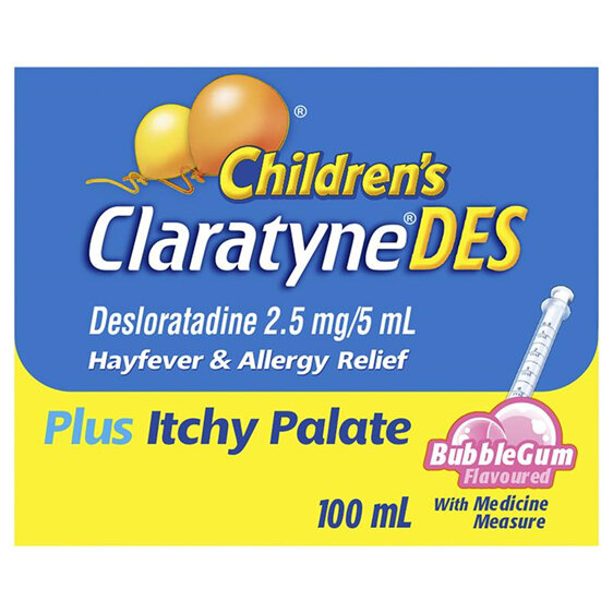 Children's ClaratyneDES Hayfever & Allergy Relief Bubblegum Syrup for Kids 100mL