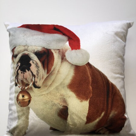 Christmas Bull Dog Cushion Cover