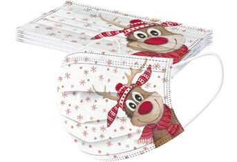 ***CHRISTMAS LIMITED EDITION MASKS**** 5pk Rudolph Reindeer Disposable Masks