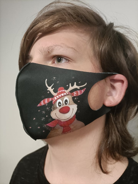 ***CHRISTMAS LIMITED EDITION MASKS**** Reindeer Red Scarf with Hat Washable Mask
