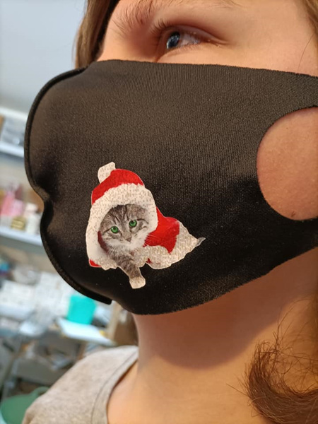 ***CHRISTMAS LIMITED EDITION MASKS**** Washable Kitty in Santa Hat