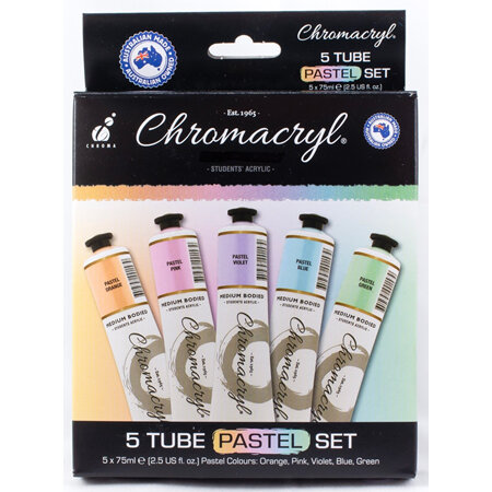 Chromacryl Acrylic Paint Student 5 x 75ml Set Pastels