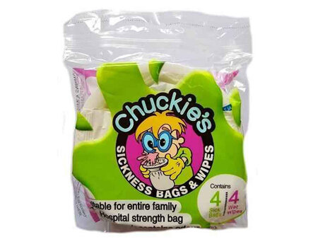 Chuckies Vomit Bags & Wipes 4pk