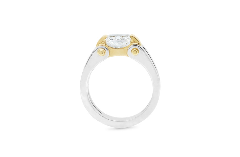 circlipd radiant - radiant cut diamond two tone ring