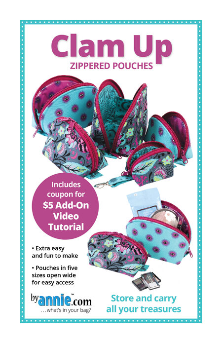 Clam Up zippered pouches Pattern