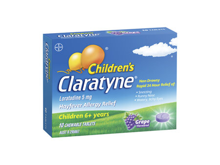 Claratyne Childrens Chewable Grape 10 Tablets