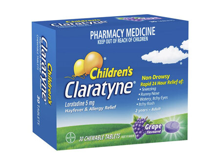 Claratyne Childrens Chewable Grape 30 Tablets
