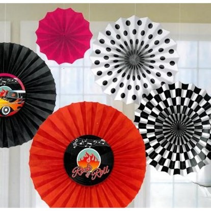 Classic 50's set of 6 fans for Decorating