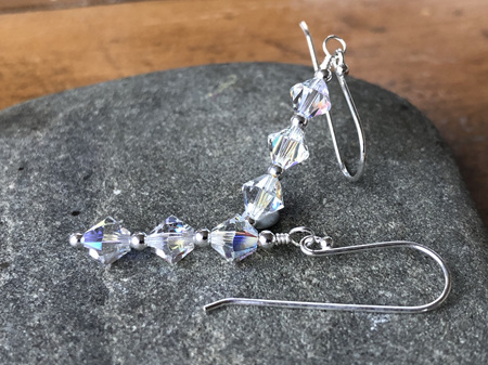 Classic earrings - 6mm Swarovski Crystal bicone triple stack in crystal AB