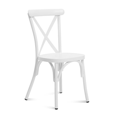 Classic White Cross Back Metal Chair