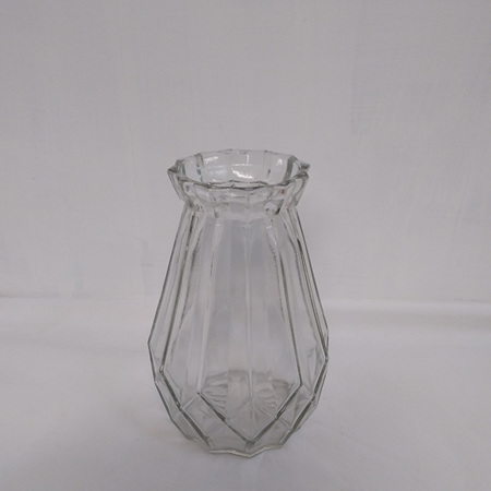 Clear Glass pleated vase G8404