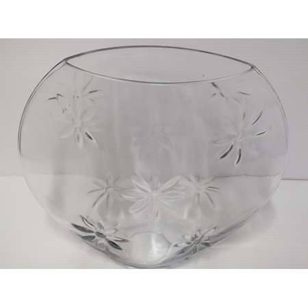 Clear Glass vase with embosed flowers G8367