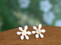 Clematis mini flower studs  stars silver 9k gold lily griffin nz jewellery