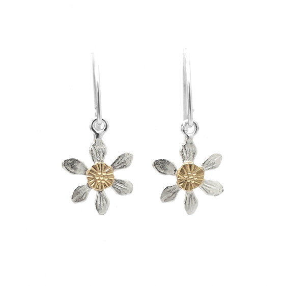 Clematis mini flowers earrings stars silver solid 9k gold lilygriffin nz jewelry