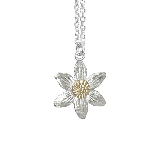 clematis native flower necklace pendant star silver 9k gold lilygriffin nz