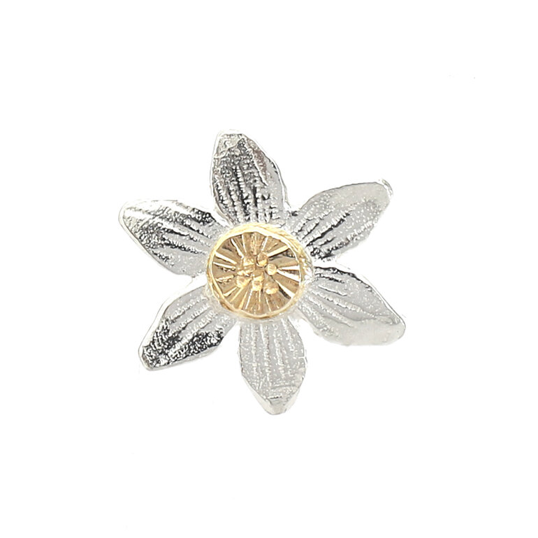 Clematis native flower puawananga sterling silver solid gold brooch lilygriffin