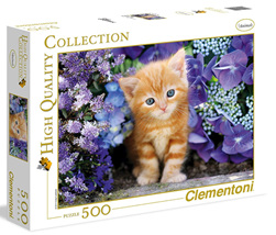 Clementoni 500 Piece Jigsaw Puzzle: Ginger Cat In Flowers
