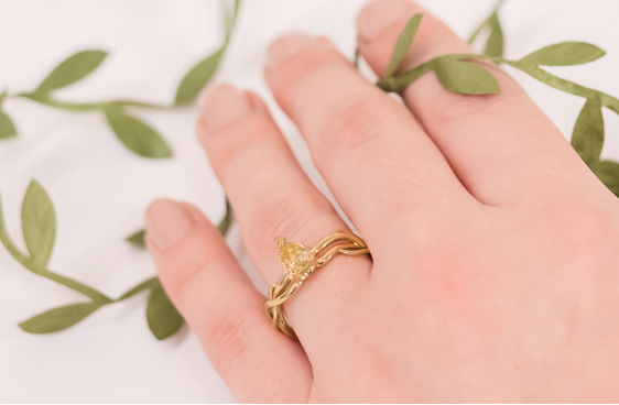 Climbing Ivy Fancy Yellow Diamond and 18ct Yellow Gold Ring On Hand