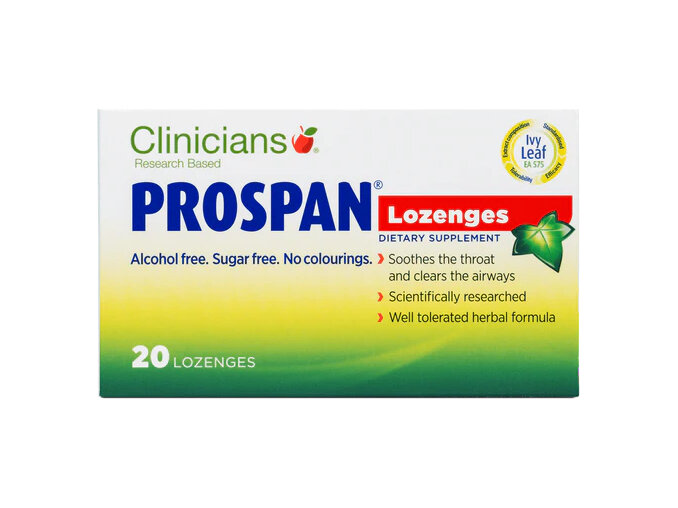 Clinicians Prospan 2 x 20 Lozenges Pack sore throat cold flu covid