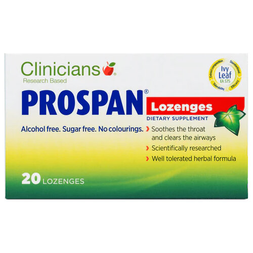Clinicians Prospan 2 x 20 Lozenges Pack sore throat cold flu covid