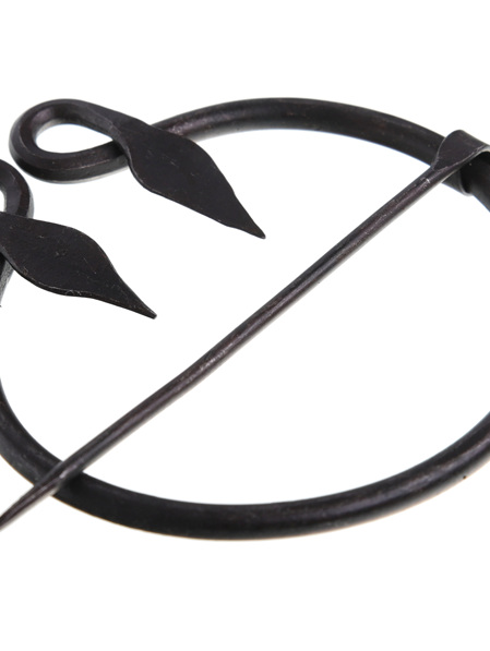 Cloak Pin 11 - Hand Forged Round  Cloak Pin with Leaf Edges