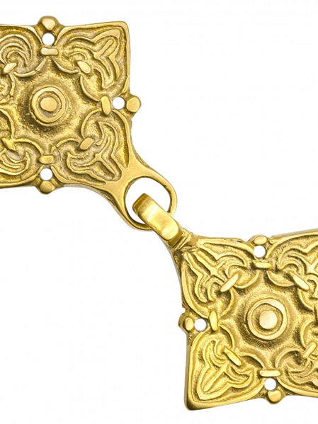 Cloak Pin 12 - Medieval 2-Piece Brass Cloak Fastener