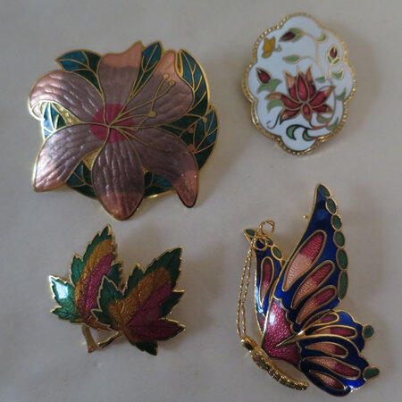 Cloisonne brooches