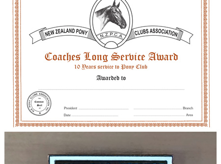 Coaches Long Service Certificate and Badge - Bronze (10 yr)