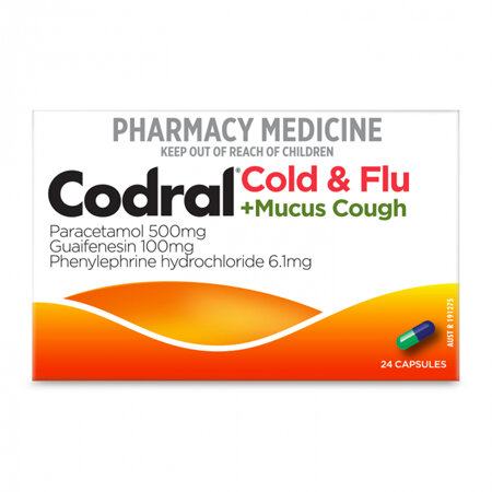 CODRAL PE COLD & FLU + MUCUS COUGH 24 CAPSULES