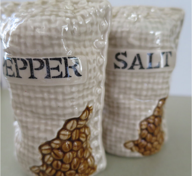 Coffee bags salt and pepper