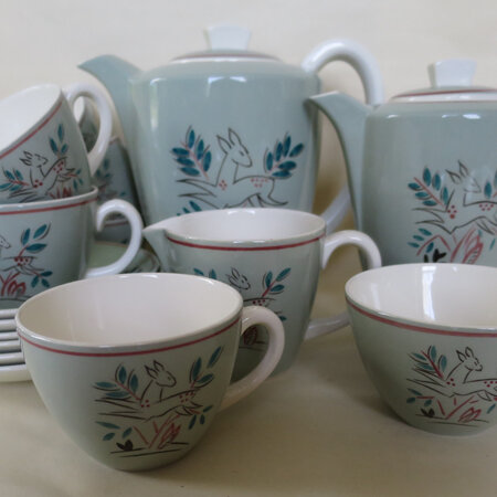 Coffee set in leaping deer pattern Poole