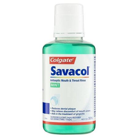 Colgate Savacol Mint Antiseptic Mouth and Throat Rinse 300ml