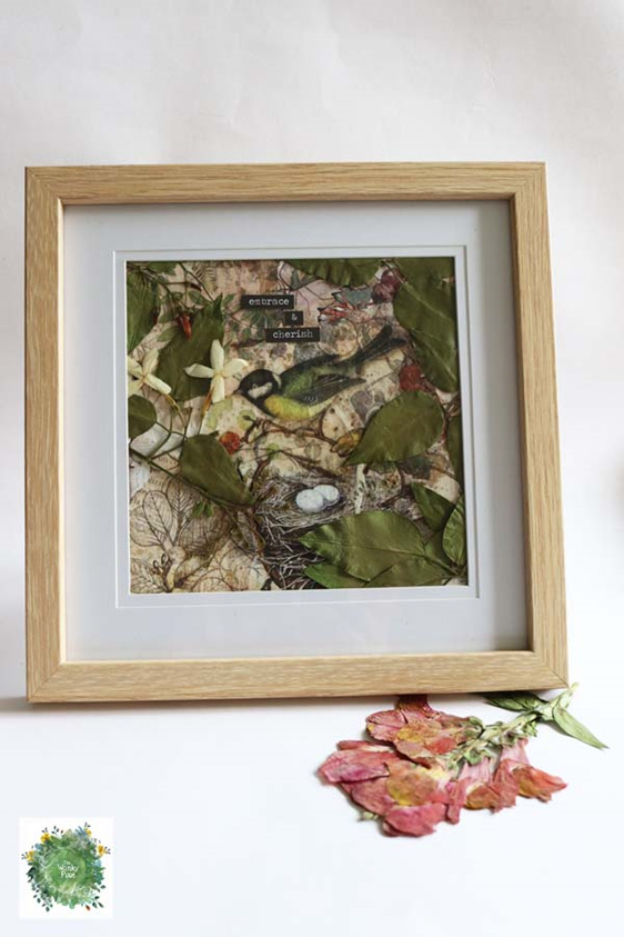 Collage Art, Framed Art, Wall Art, Flower Art, Pressed Flower Art, Dried Flowers