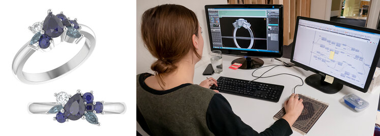 Computer-aided design CAD digital 3D render jewellery ring