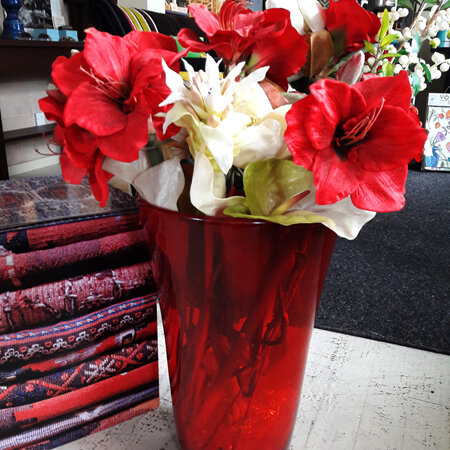 Conica Red Glass Vase - $275