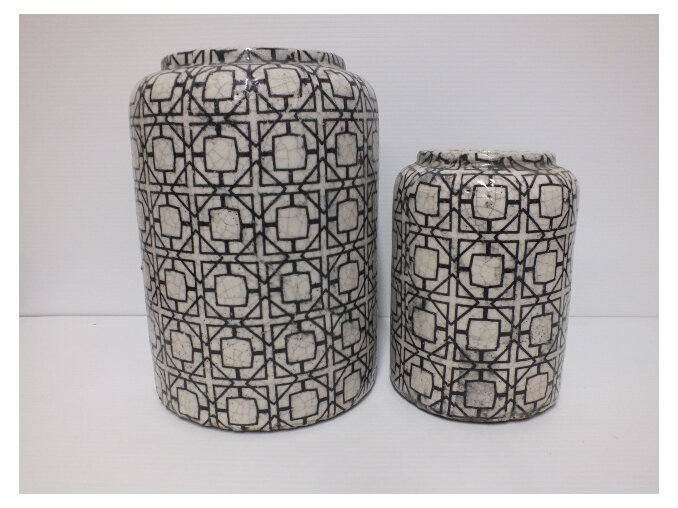 container#ceramic#pot#medium#patterned#geometric#white#black